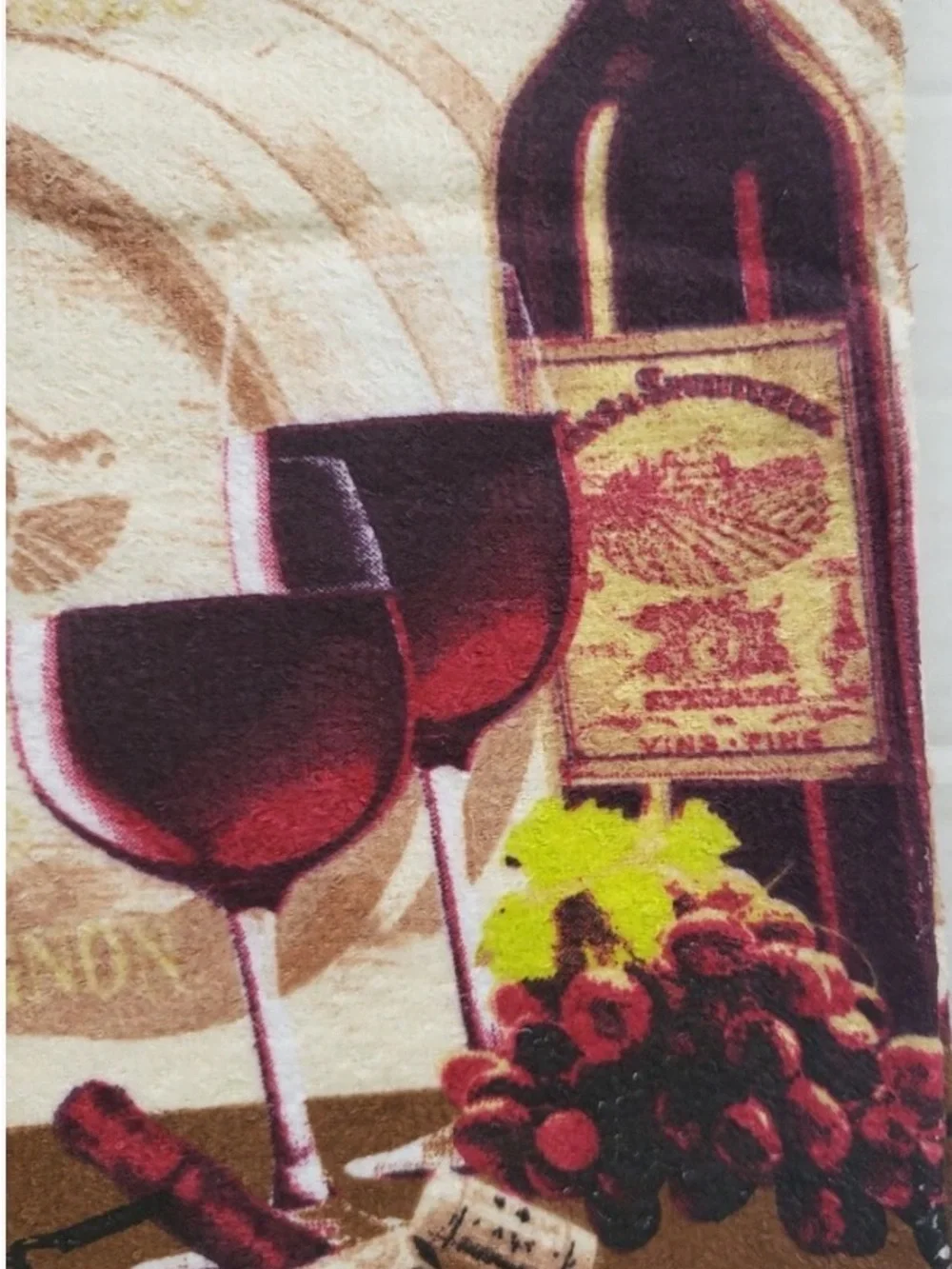 Home Collection design Wine Bottle & Glass Kitchen Towels - Red, Brown, Cream